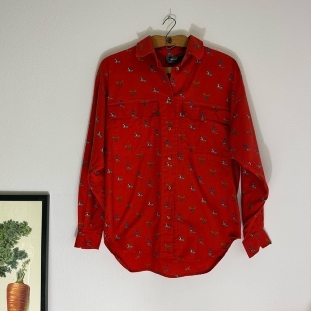 Vintage Liz Wear red pro Ted button up size S
